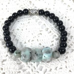Semi Precious Gemstone Glass Bead Bracelet Aqua